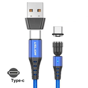 Cabo Magnético Giratório Azul Tipo C / 1 Metro 01