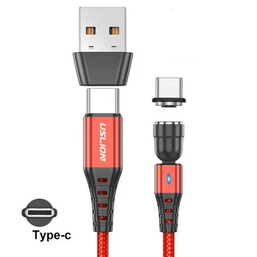 Cabo Magnético Giratório Vermelho Tipo C / 1 Metro 01