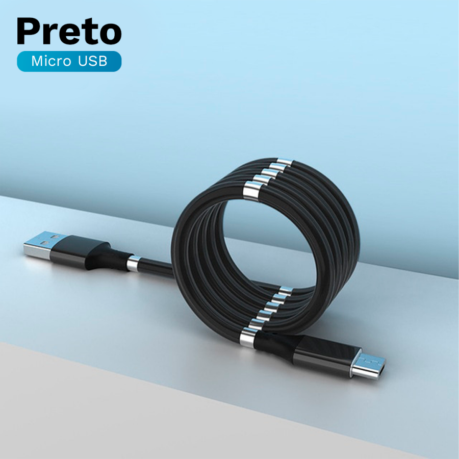 Cabo Usb Magnético De Carregamento Rápido Preto Micro / 1 Metro 04